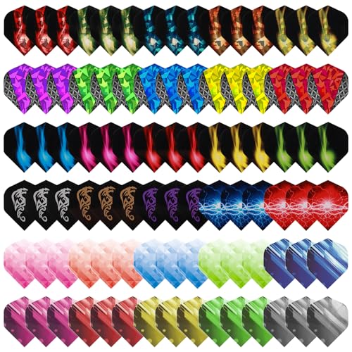 Deetenks 90PCS Dart Flights 30 Sets Durable Standard PET and Reflect Dart Flights Replacement Feather Tail Wing for Soft Tip Steel Tip Darts