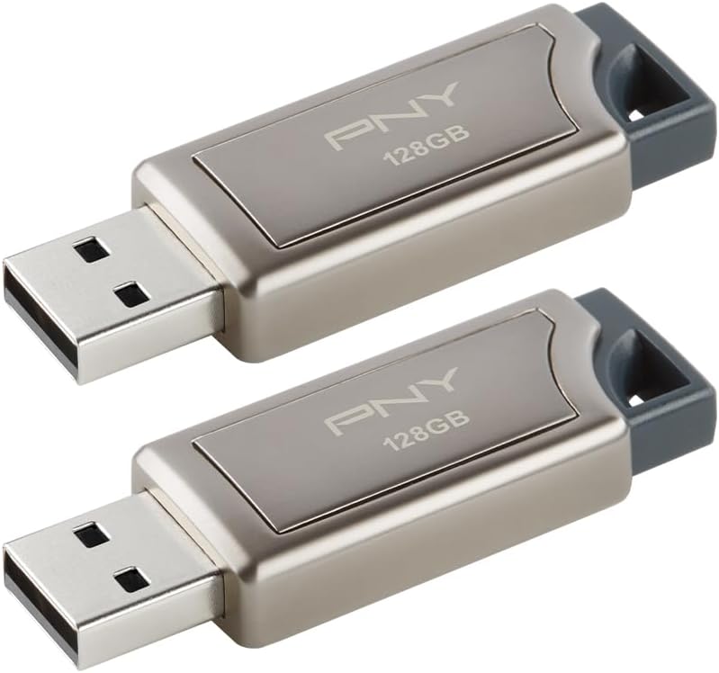 PNY PRO Elite USB 3.1 Flash Drive 128GB 2-Pack – Premium Metal Design, Up to 400MB/s Read & 180MB/s Write – Compatible with PC & Mac, USB 3.0/2.0 – Ideal for Gamers, Professionals & Large File Storage
