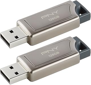 PNY Flash Drive Pro Elite USB 3.1 128 GB, pacote com 2 – Design de metal premium, leitura de até 400 MB/s e gravação de 180 MB/s – Compatível com PC e Mac, USB 3.0/2.0 – Ideal para jogadores