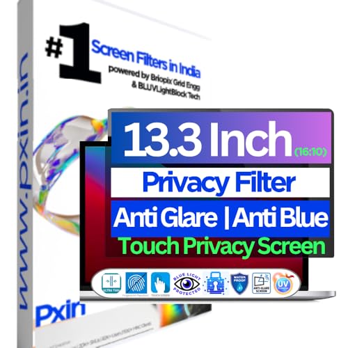 Image of PxIn 13.3 Inch (16:10) Laptop Eye Comfort Shield with Adv Privacy | Anti-Glare | No UV | Anti Blue | Touch Sensitive Laptop Privacy Filter