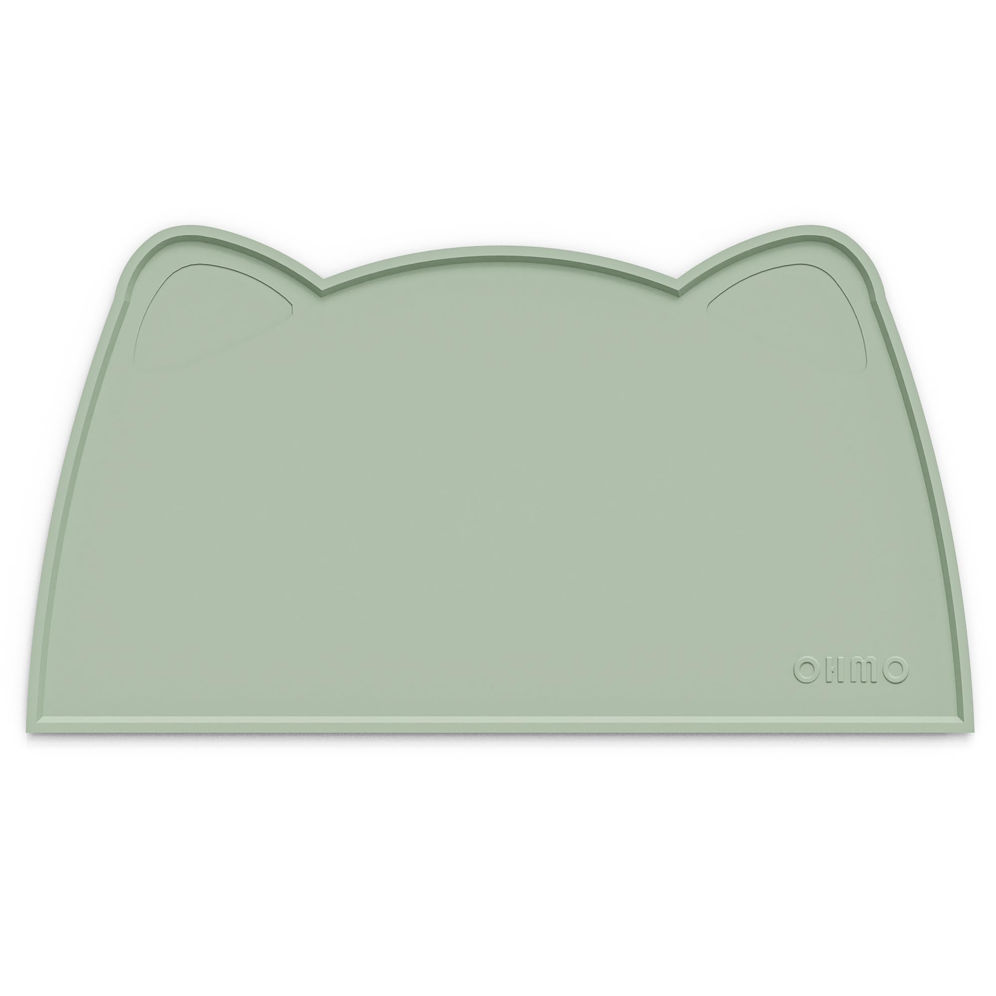OHMO - Cat Food Mat, Silicone Pet Feeding Mat for Floor Non-Skid Waterproof Dog Water Bowl Tray, Easy to Clean Pet Placemat (Sage Green, 20 * 12'')