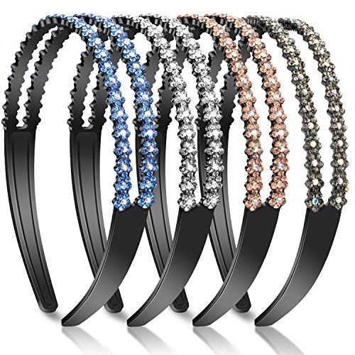 4 Pieces Wave Rhinestone Headbands Teeth Comb Headbands Comb Crystal Hair Hoop for Women Girls (Style 4)