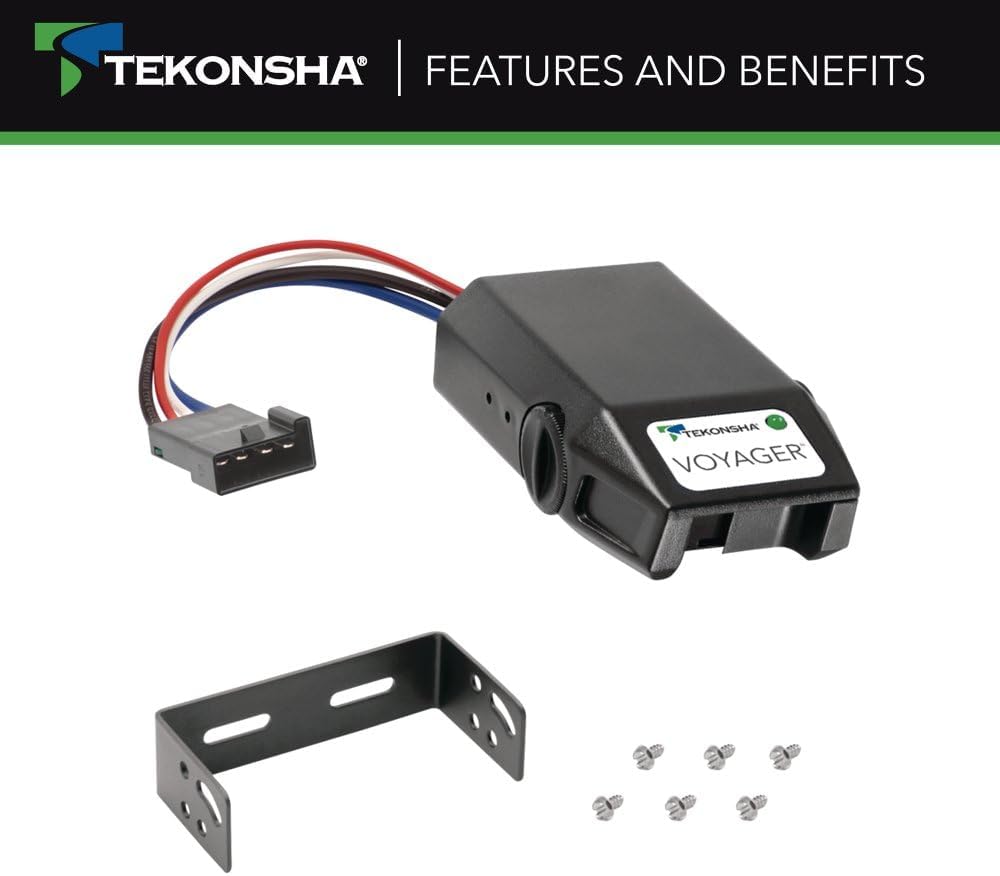 Tekonsha 9030C Voyager Proportional Brake Controller for Trailers with 1-4 Axles, Compatible with Ford, GM, Chevy, Dodge, RAM, Toyota, Jeep