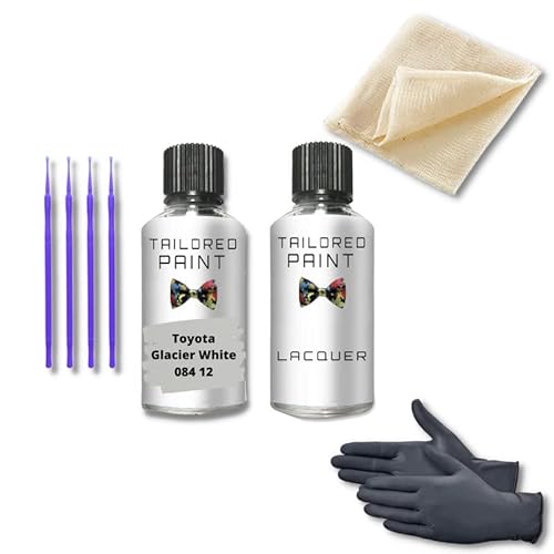 Tailored Paint Glacier White 084 12 For Toyota 2000-Present Touch Up Paint Pen Kit(Touch Up Paint + Lacquer)