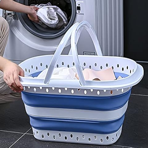 Haundry Collapsible Laundry Basket - 42L Foldable Plastic Laundry Hamper with Handles, Pop-up Basket for Laundry, Portable College Essentials Clothes Hamper Cover