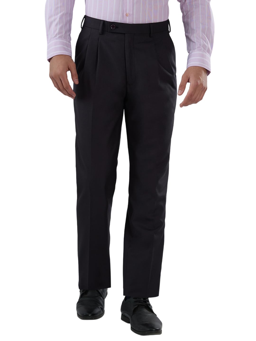 park avenue Men Comfort Fit Solid Pattern Poly Wool Blend Double Pleat Formal Trouser-picture-20