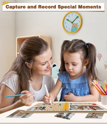 Image of EJBLFE DIY Scrapbook Album, Hardcover Kraft Scrap Book Album with Metallic Pen for Family Memory Books, Wedding Anniversaries, Tickets and Craft Gift Projects (7x7 Inch 40 Pages /20 Sheets)
