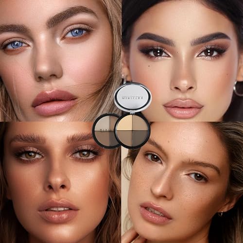 Contour Powder Face Bronzer Contour Palette 4 Blendable Matte Shades Makeup Palette All-Day Wear Sculpts Smooth Natural Matte Finish Brightens Light/Medium Infused with For Bronzer/Highlighter - Image 8