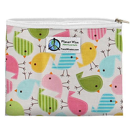 Planet Wise Reusable Zipper Sandwich and Snack Bags, Sandwich, Chick-a-Dees