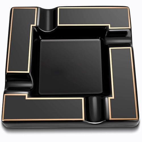 Cigar Ashtray Large Ceramic Cigarettes Ash Tray Black Cigars Ashtrays