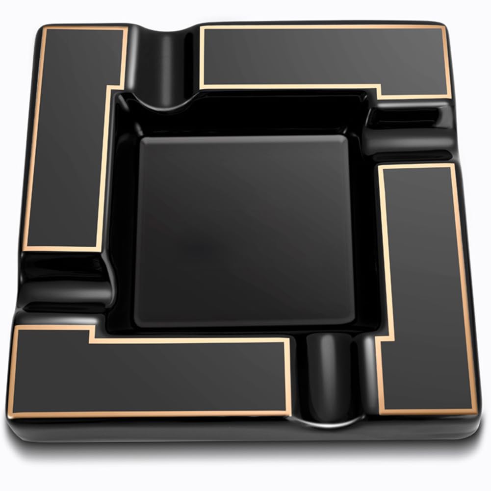 Large Ceramic Cigar Ashtray For Patio & Indoor Outdoor Use | Holds 4 C - View #8