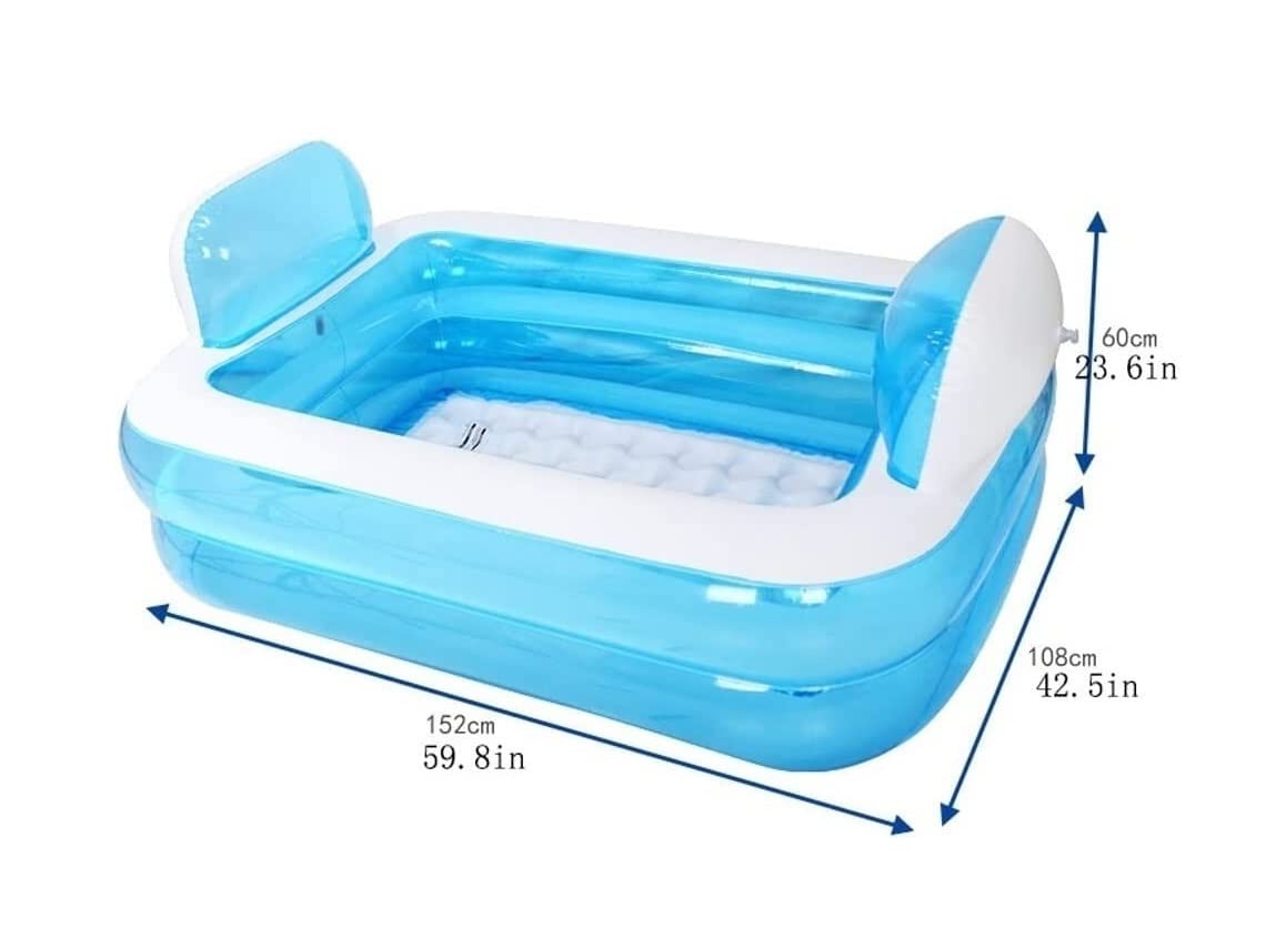 Planschbecken Planschbecken Aufblasbares Schwimmbecken Mit Kissen Sommerwasserspaß Badewanne Über Dem Boden Garten(Blue)
