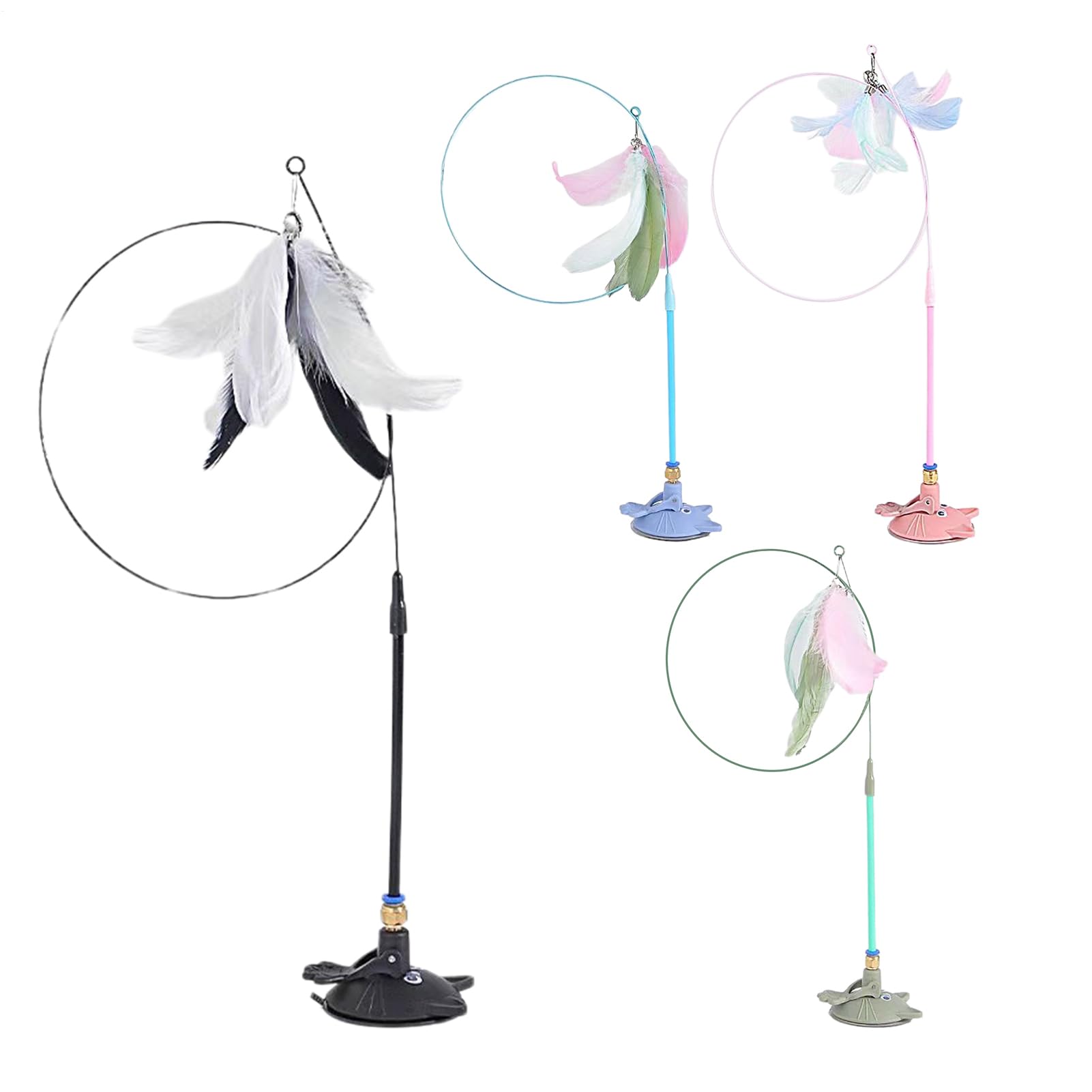 Jeu interactif pour chat avec ventouse (Lot de 4) - Chasse et stimulation en intérieur