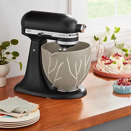 Image of KitchenAid 5 Quart Bare Leaves Ceramic Bowl, KSM2CB5BL