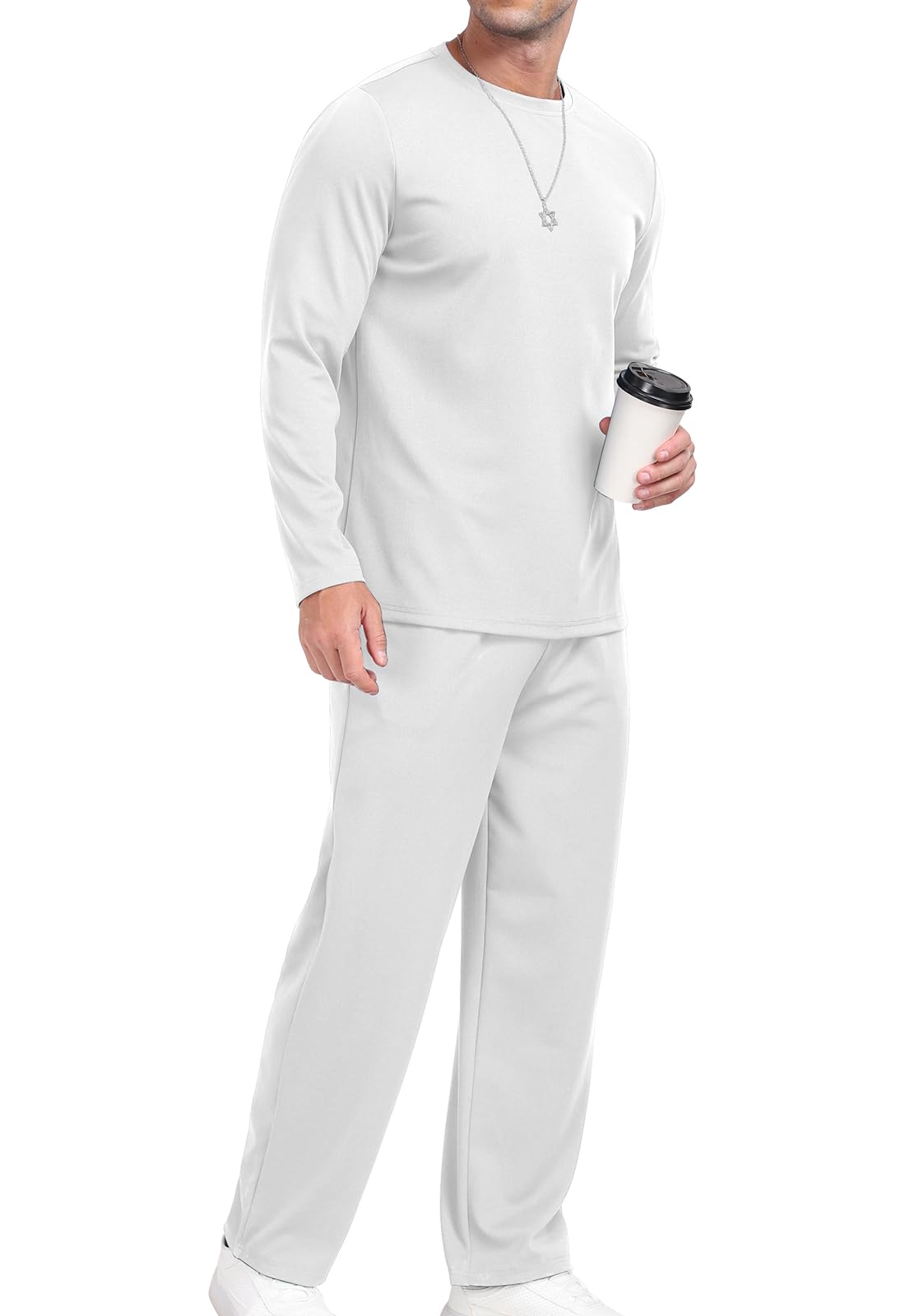 KUYIGO Conjunto deportivo de 2 piezas con cuello redondo para hombre, sudadera y pantalones deportivos, camiseta deportiva informal para hombre, tallas S-XXL