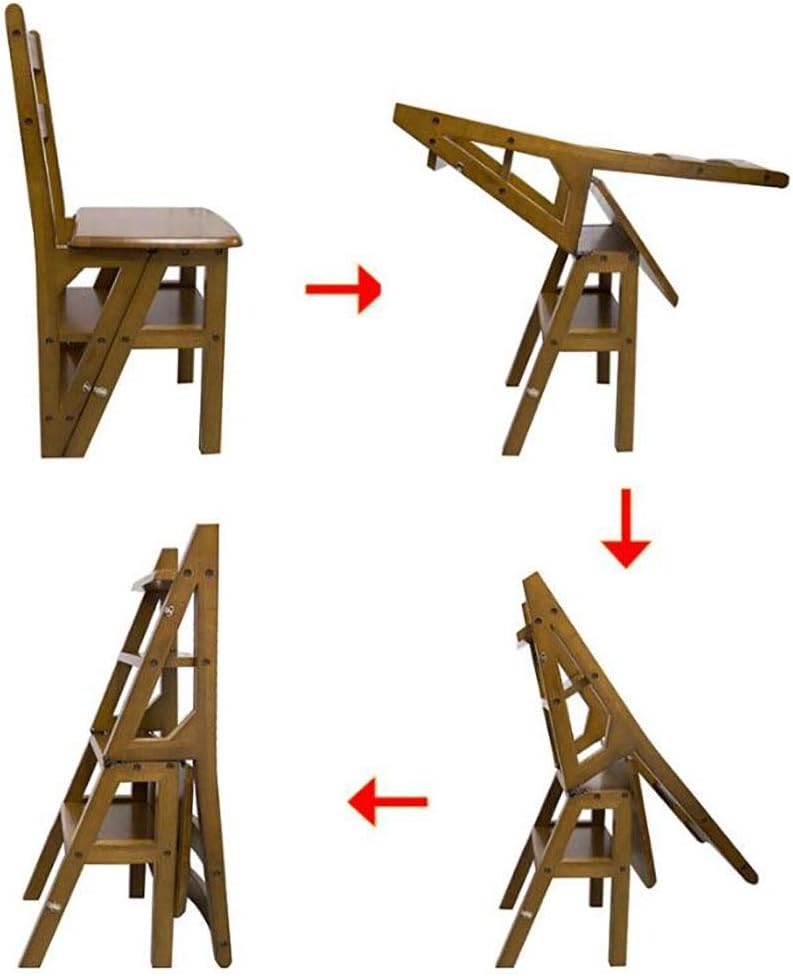 Ladder Wooden Ladder Multifunction Foldable Office Chair 4 Step Ladder