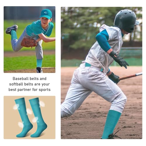 Image of Zhanmai Baseball Belt and Socks Combo, Adjustable Elastic Belt and Softball Socks, Multiple Sizes for Youth Boys Girls, Adult