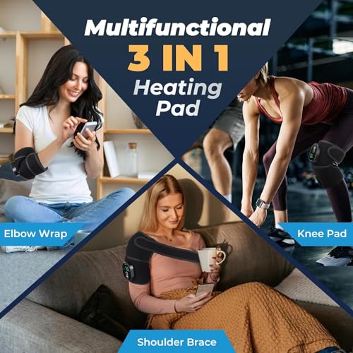 Masajeador de Rodilla, Masajeador de Fisioterapia con Calor 3 en 1 para Rodilla, Hombro y Codo con Soporte USB y Correas de Velcro miniatura 2