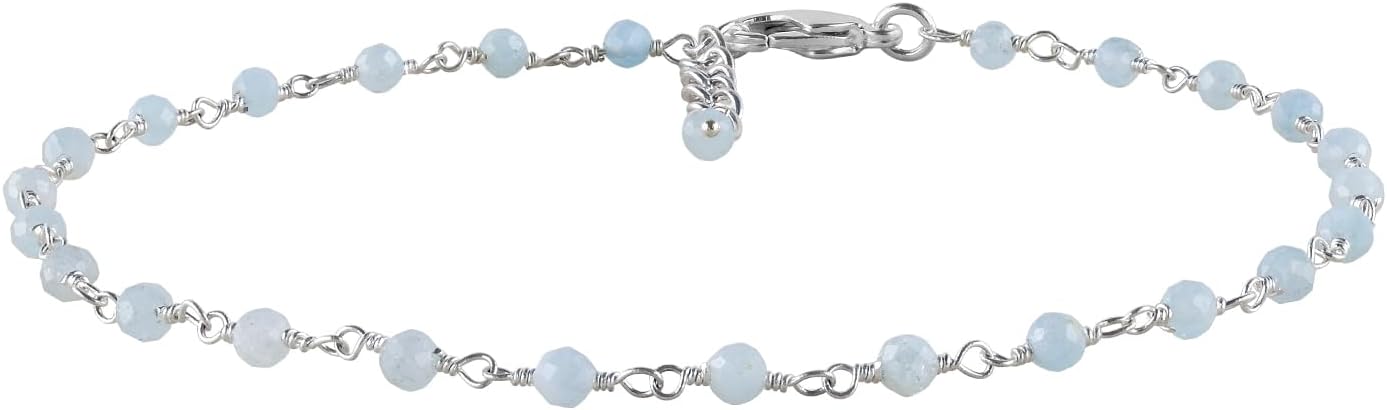 YANARA Gemstone Anklet for Women Dainty Boho Summer Beach Jewelry for Girls Handmade Rosary Charm Ankle Bracelets for her 9+1.5 inch Gifts For Her - Image 3