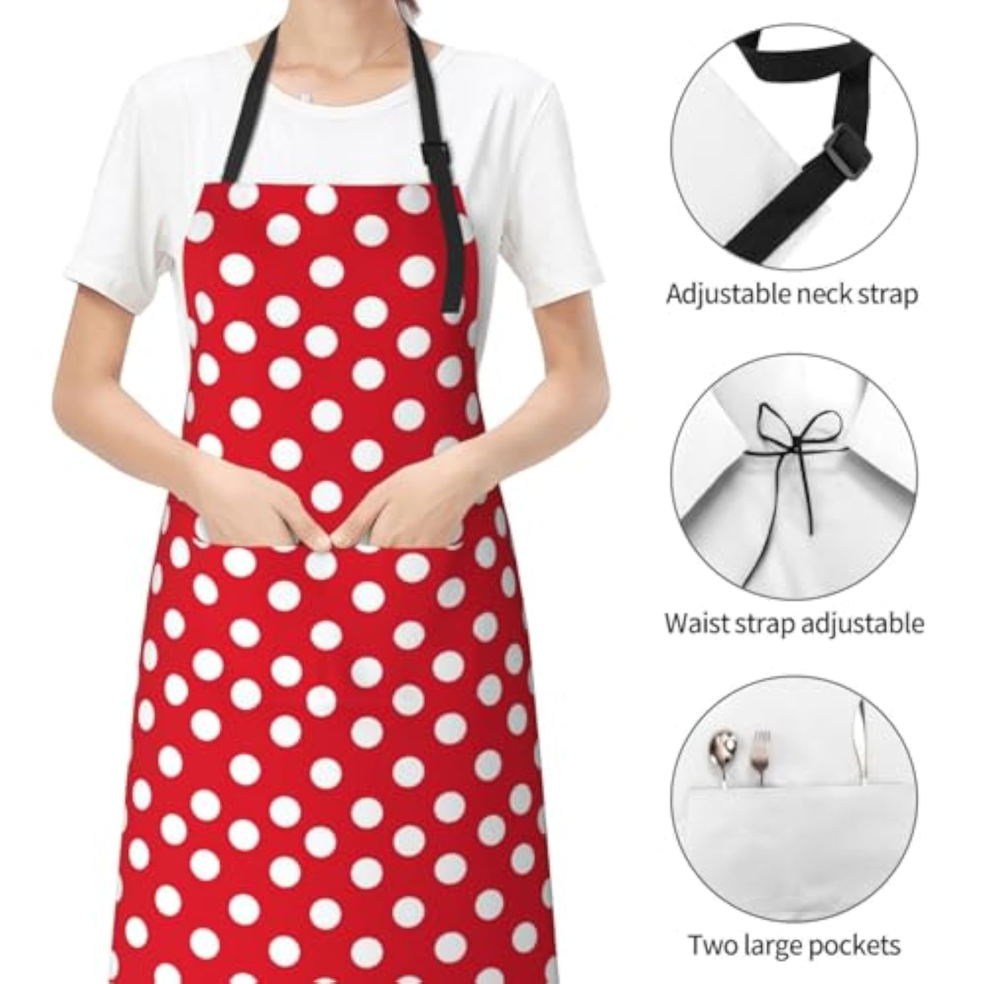 Red Polka Dot Apron with Pockets