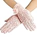 Produktbild ArtiDeco Damen Lace Handschuhe Satin Braut Hochzeit Spitze Handschuhe Opera Fest Party Handschuhe 1920s Handschuhe Damen Kostüm Accessoires (Kurz Blume Pink)