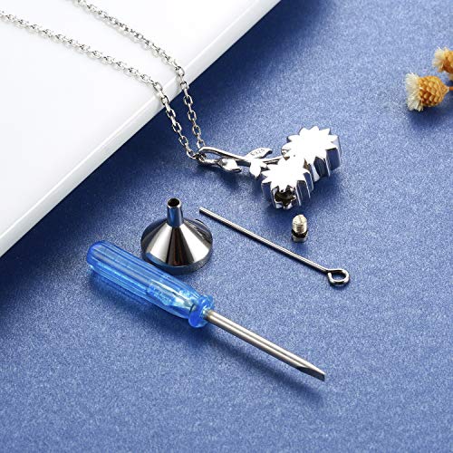 Sunflower Dual Urn Pendant Necklace 925 Sterling Silver Hold Two keepsakes Cremation Jewelry for Ashes Necklace You are my sunshine Memorial Always in My Heart Memory Necklace Gift3