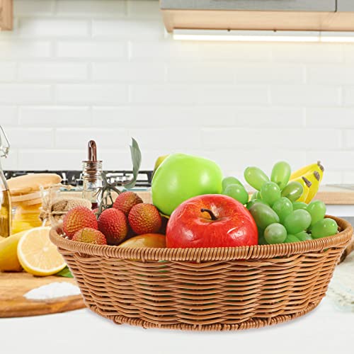 Zerodeko Cesta De Pão De Vime Redonda Cesta De Pão De Pão Tecida Cesta De Comida De Vime Cesta Para