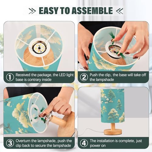 Lámpara de mesa Yuiboo color verde con puerto USB miniatura 4
