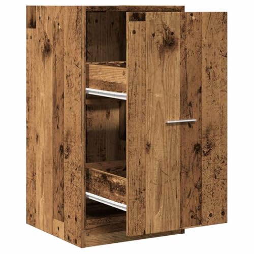 Qnhdfrt Armoire d'apothicaire aspect bois vieilli - 40 x 41 x 77,5 cm - Armoire de cuisine en bois - Armoire d'appoint avec 2 tiroirs et extension d'armoire...