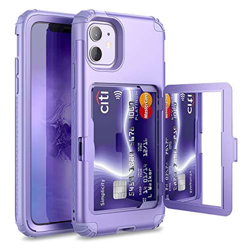 Protection intégrale iPhone 11 antichoc violette porte-carte femme
