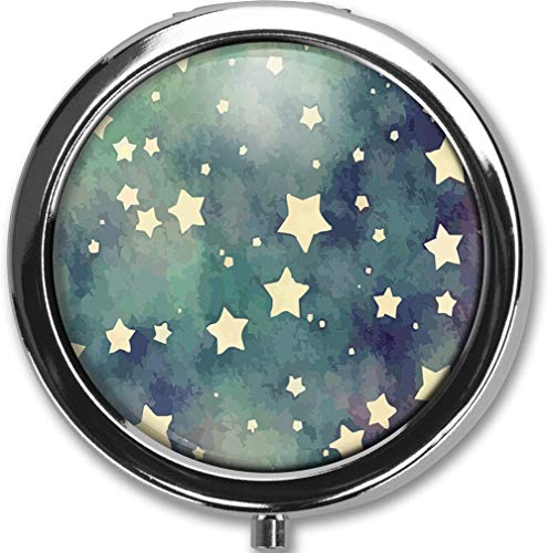 Round Medicine Box Portable Mini Metal Pill Case 2 inches Travel Little Pill Dispenser for Purse