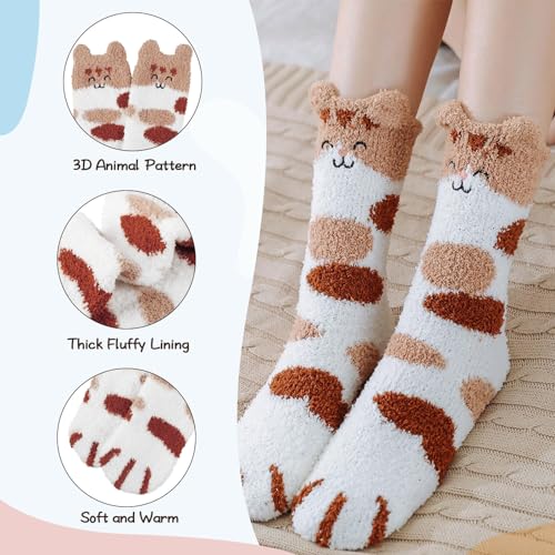 Image of Fuzzy Socks for Women Fluffy Cozy Slipper Socks Fall Halloween Socks Gifts | Soft Thick Plush Warm Socks, Christmas Winter Gifts for Ladies,Comfortable Indoor Home Socks, Sleep Slipper Socks