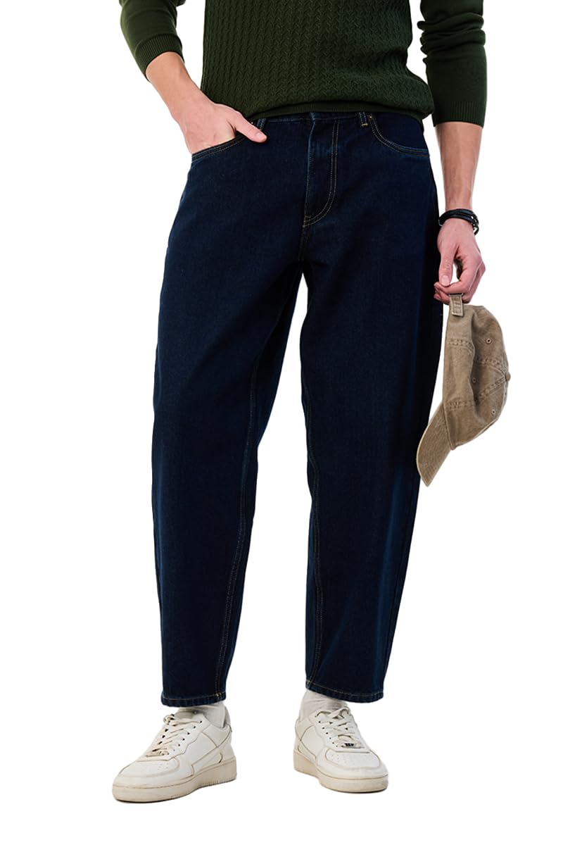 snitch Men Casual Jeans | Stylish Balloon Fit Mid Rise Full Length Clean Look | Premium 100% Cotton Non-Stretch Denim Fabric for All Day Comfort & Everyday Wear-picture-20