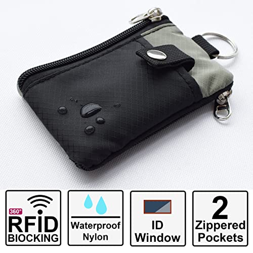 Image of CHENSPRX Minimalist RFID Blocking Small Wallet with ID Window,WaterResistant Zip Id Case Wallet with Lanyard Keychain for Cards,Cash,Travel,Women,Men
