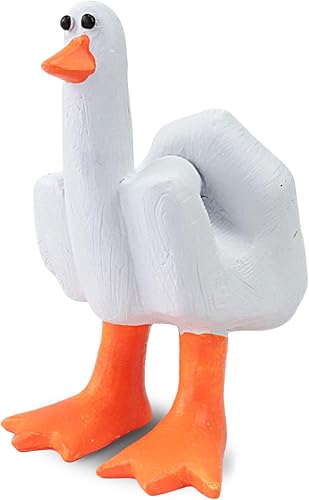Miniatura 2 de nezababycos Divertida estatua de pato de dedo medio para decoración de escritorio, bonita figura de jardín con texto en inglés "Duck You", escultura