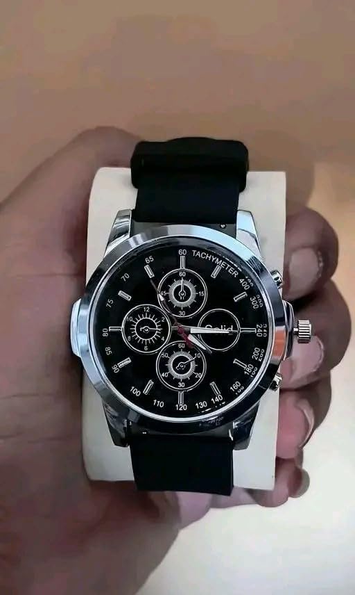Image of Stylish Black Dial Silicone Strap Wrist Watch for Men & Women - Durable, Trendy, Comfortable, Unisex Fashion Watch