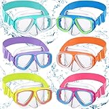 Flutesan 6 Pcs Kids Swimming Goggles with Nose Cover Elastic Strap Scuba Diving Masks Wide View Swim Mask Toddler Goggles (Pastel Mix)