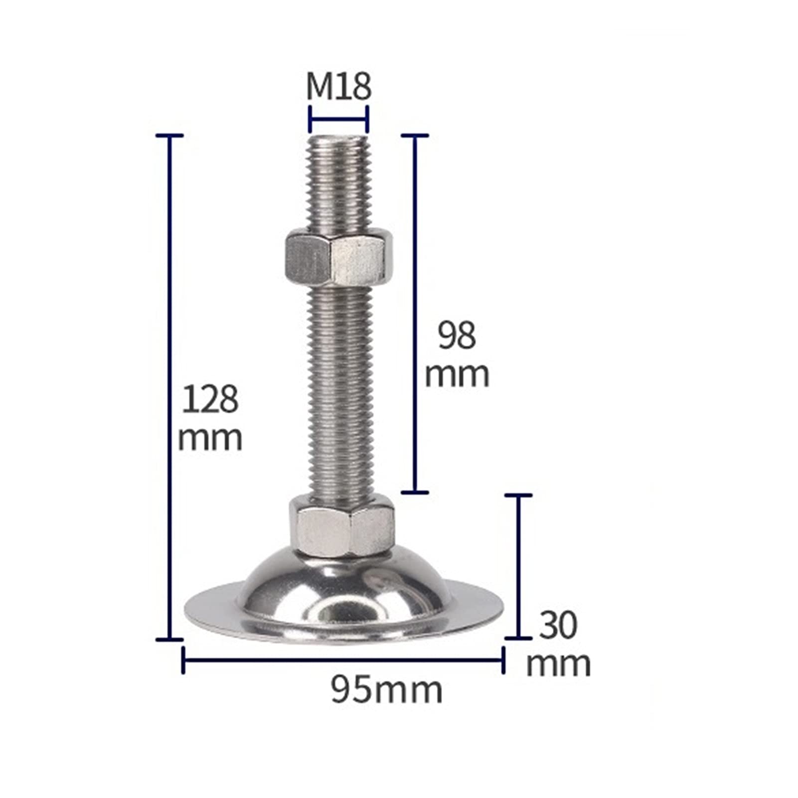4 pezzi, acciaio inossidabile 304 resistente regolabile(D95*m18*100mm)