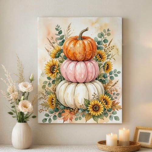 Lienzo decorativo para pared de dormitorio con diseño de girasol y eucalipto