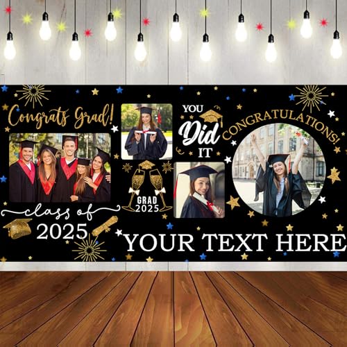 Personalized Graduation Banner with Photo Name Class of 2025 Cust...