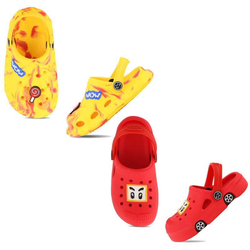 SMARTOTS Kids Sandals Slipper Combo for Daily Use, Stylish Kids Clogs with Sling Back Strap Color-Yellow & Red, Size-12C (B0D2P17474) Amazon Price History, Amazon Price Tracker