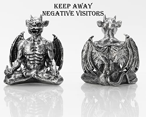 Boihegu Gargoyle Statue Middle Finger, Zen Yoga Gargoyle Statue Gifts, Gothic Miniature Gargoyle Halloween Decoration Keep Away Negative Visitors(Silver) #TOP5