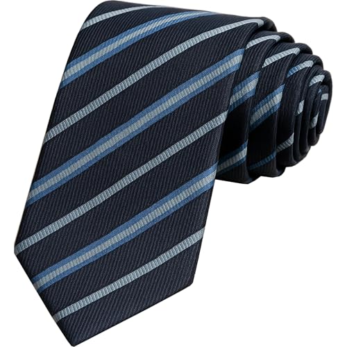 KissTies Mens Necktie Classic Striped Tie For Men In Gift Box, Dark Slate Blue, One size