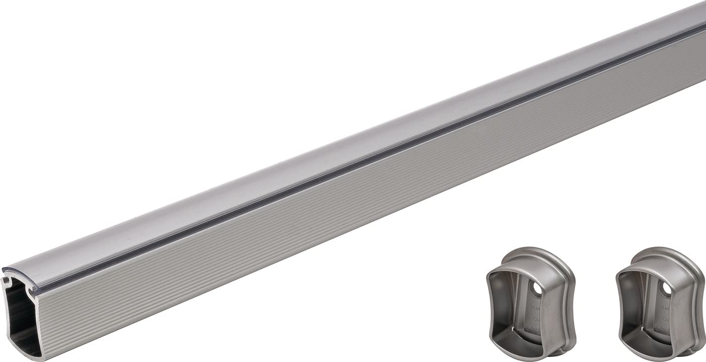 TAG Hardware Premium Wardrobe Closet Rod Concave Shape with End Supports and Protective Cap (30 INCH LONG, Matt Aluminum)