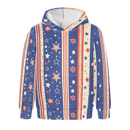 KLL Stars and Stripes Toddlers and Boys' Sweatshirts Sweater Fashion Pullover Top Streetwear with Kangaroo Pocket - Main Image