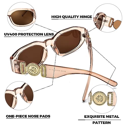 Image of FEISEDY Retro Trendy Rectangle Sunglasses Women Men Narrow Shades B2322 | |Vintage Shades |UV400 Protection |Blocks Glare |Women & Men |Comes With A Storage Case