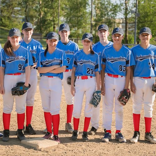 Image of Haysandy Baseball or Softball Sock and Belt Combo Set 5 Football Baseball Socks with Softball Belt for Kids Youth Boys