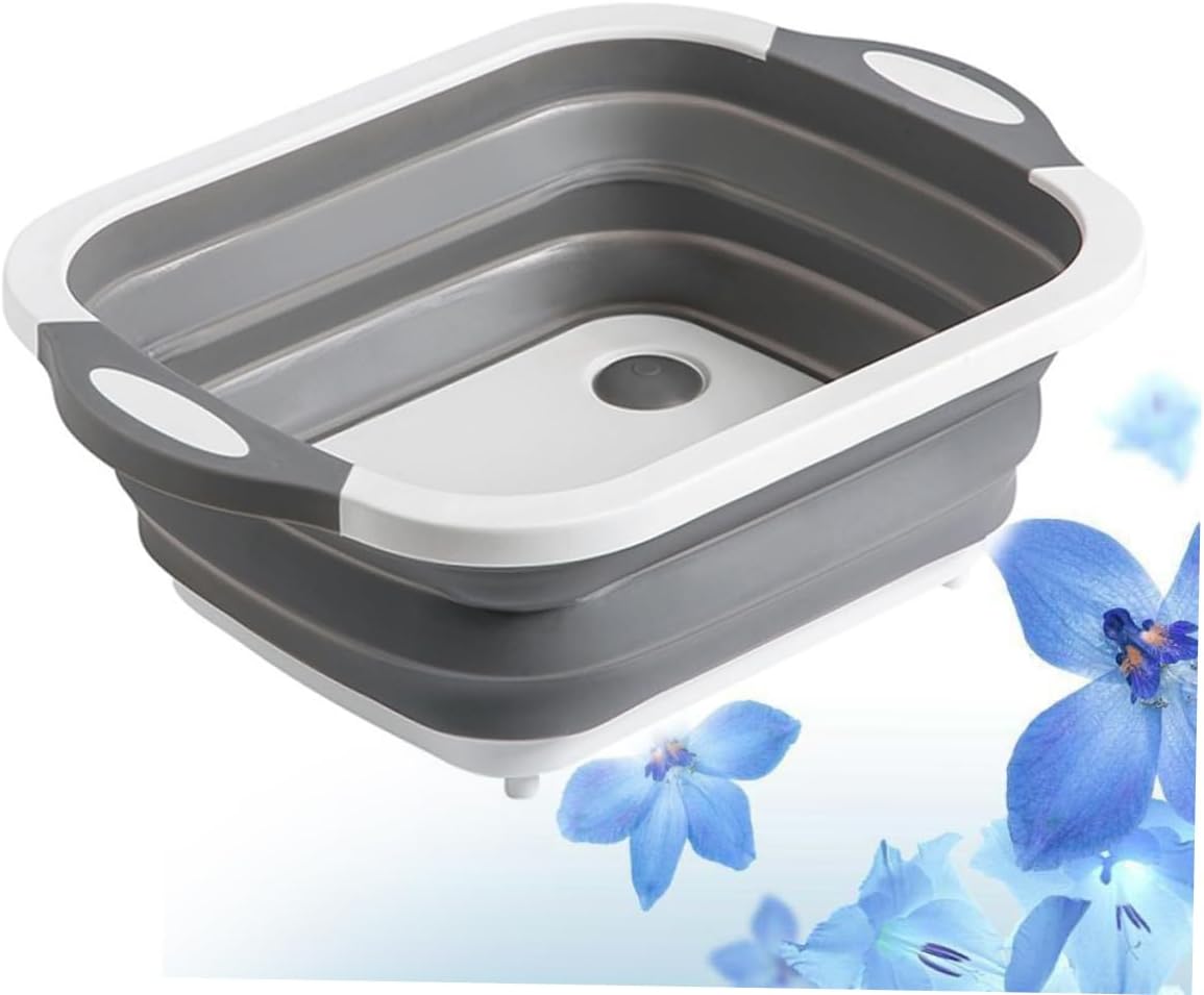 Multifunctional Collapsible Sink Basin Foldable Dish Drainer Holder with Mesh Hole for Kitchen Utensils Space-Saving Design for RV and Camping