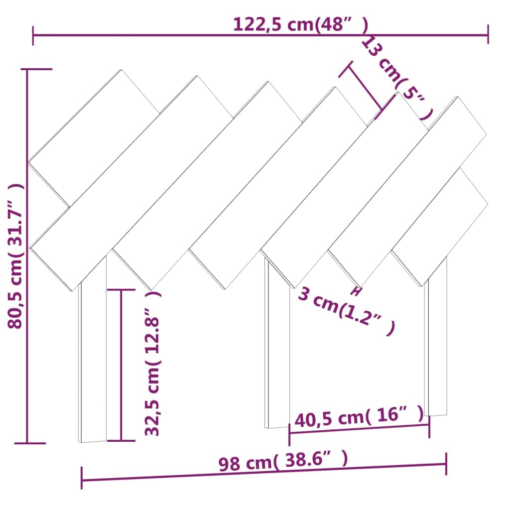 Testiera per Letto Grigia 122,5x3x80,5cm Legno Massello di Pino Spalliera Letto Una Piazza E Mezza Testiera Letto Matrimoniale Testiera Letto Una Piazza E Mezza per Camera Degli Ospiti