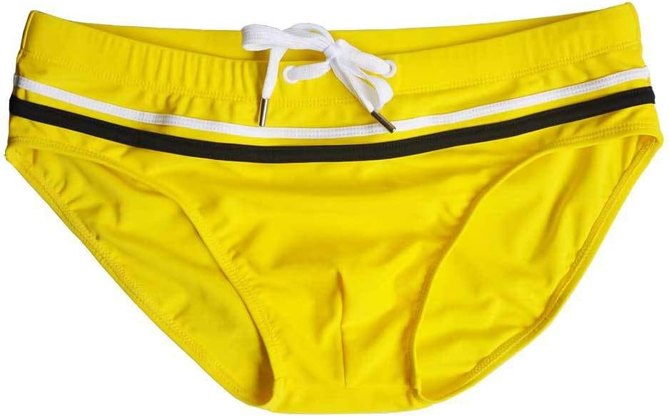 MIZOK Men's Sexy Low Rise Swim Briefs Stripe Swimming Bikini Swimsuit - Image 3